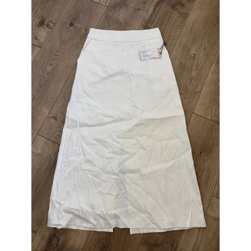 BIALEY 44 S Anthropologie cream NWT Mira linen straight midi skirt minimal
